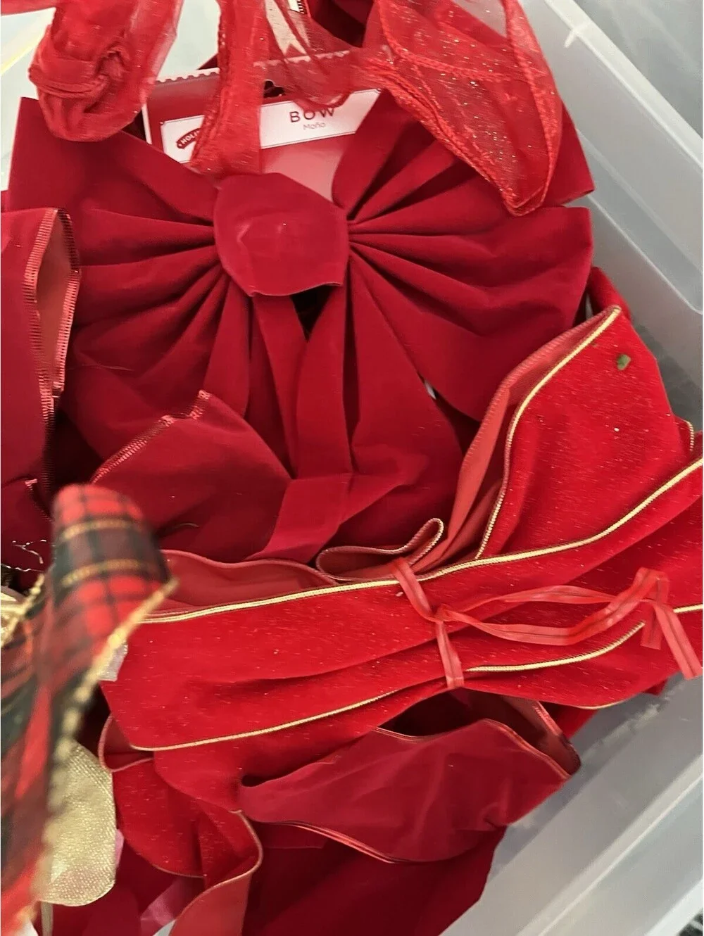 Vintage Christmas Floral Red Bows Ribbons Log Bundle